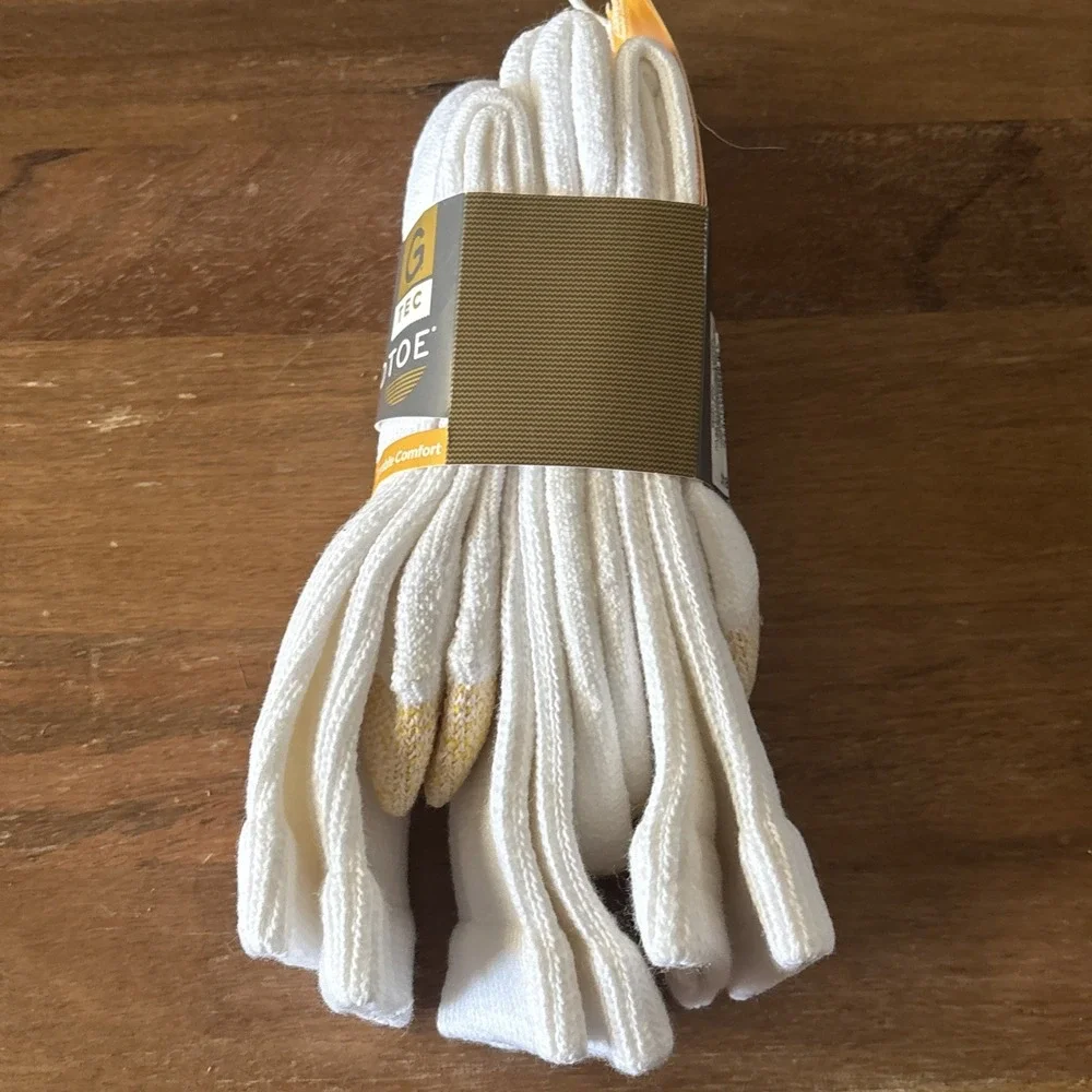 NWT Gold Toe Men's Ultra Tec Acrylic Nylon White Crew Socks (3X) Sz. 10-13 New